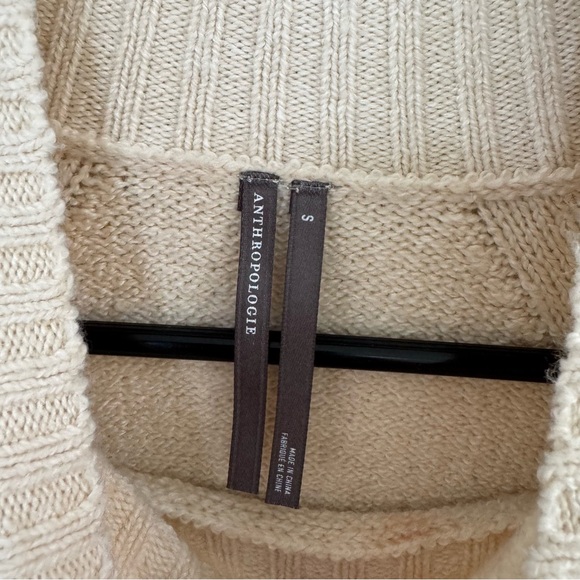 Anthropologie Tulle Twofer Long Sleeve Turtleneck Sweater Dress Cream size Small - Picture 8 of 12